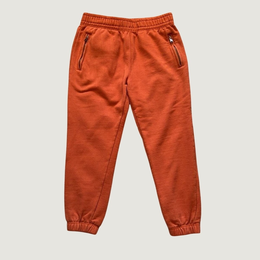 Maison Article Joggers Size M Fleece Sweatpants Zipper Pockets Orange Tapered